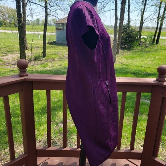 Liz Claiborne Ladies Dress Shift Short Sleeve Round Neck with Pockets Purple XL - Picture 7 of 13